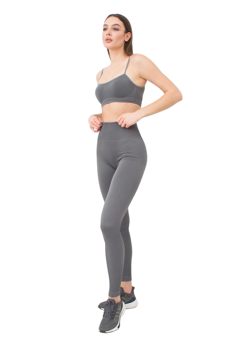 Seamless Ribbed High-Waisted Push-Up Leggings for Women - Yoga, Workout, Gym, and Casual Wear